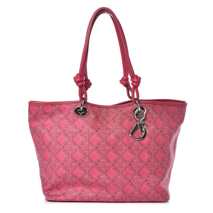 Christian Dior Coated Canvas Cannage Print Cherie Tote Pink 1 of 12