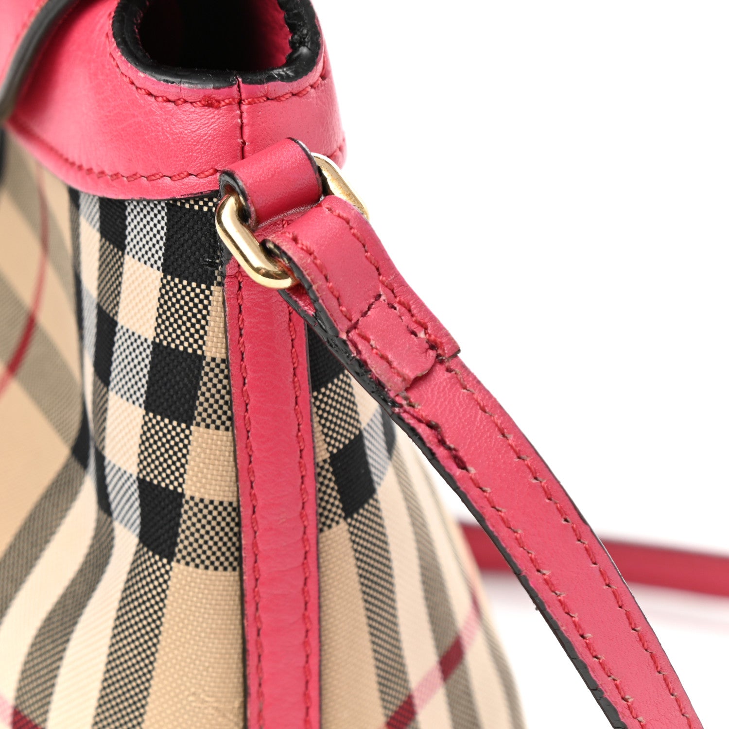 Burberry Horseferry Check Small Leah Crossbody Clutch Crimson Pink 12 of 13