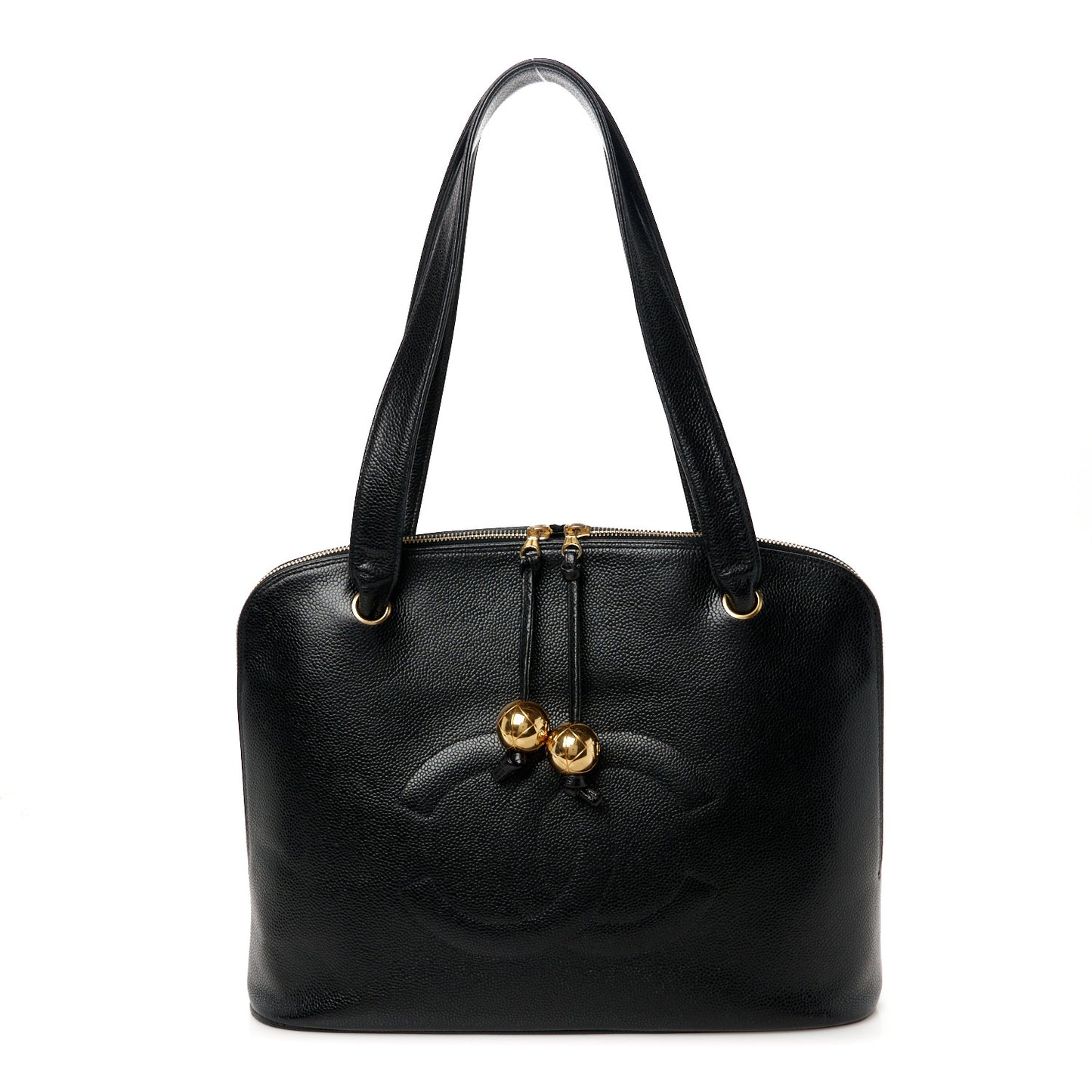 Caviar Large CC Shoulder Bag Black