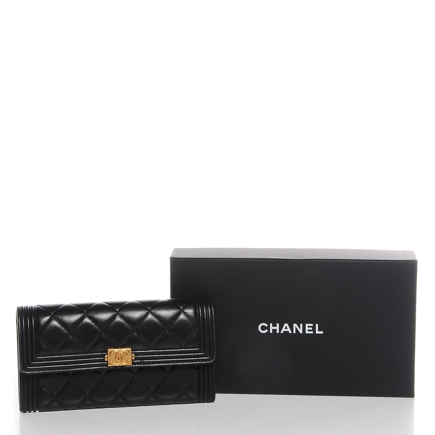 Chanel Lambskin Quilted Boy Flap Wallet Black 9 of 9