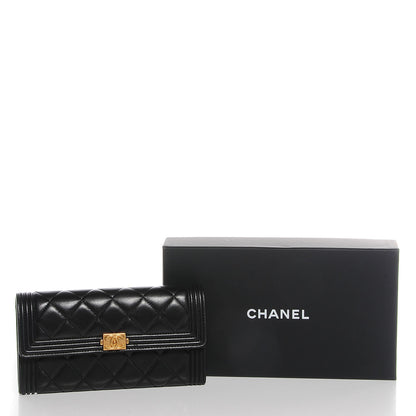 Chanel Lambskin Quilted Boy Flap Wallet Black 9 of 9