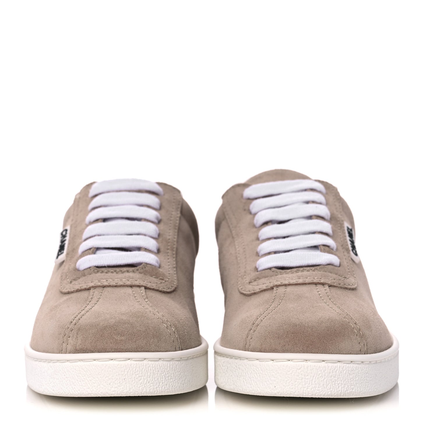 Suede Calfskin Womens Sneakers 39.5 Dark Beige