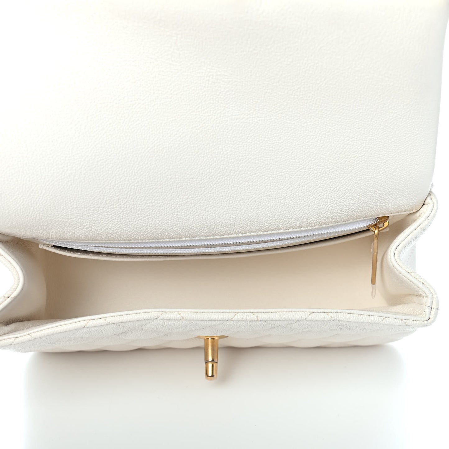 Caviar Quilted Mini Top Handle Rectangular Flap White