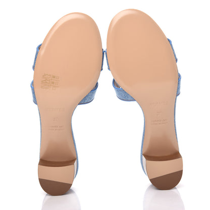 Hermes Denim Oasis Sandals 37 Bleu Clair 6 of 11