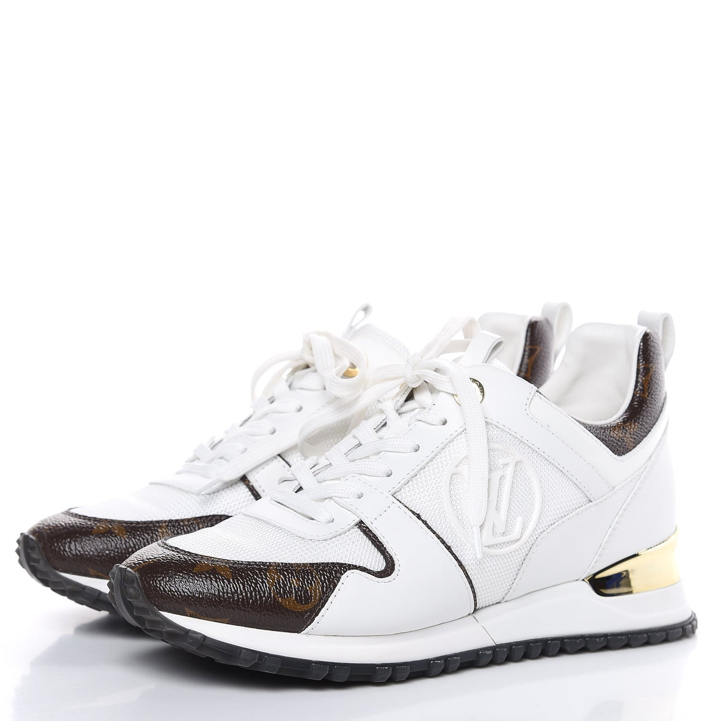 Calfskin Monogram Run Away Sneakers 36.5 White