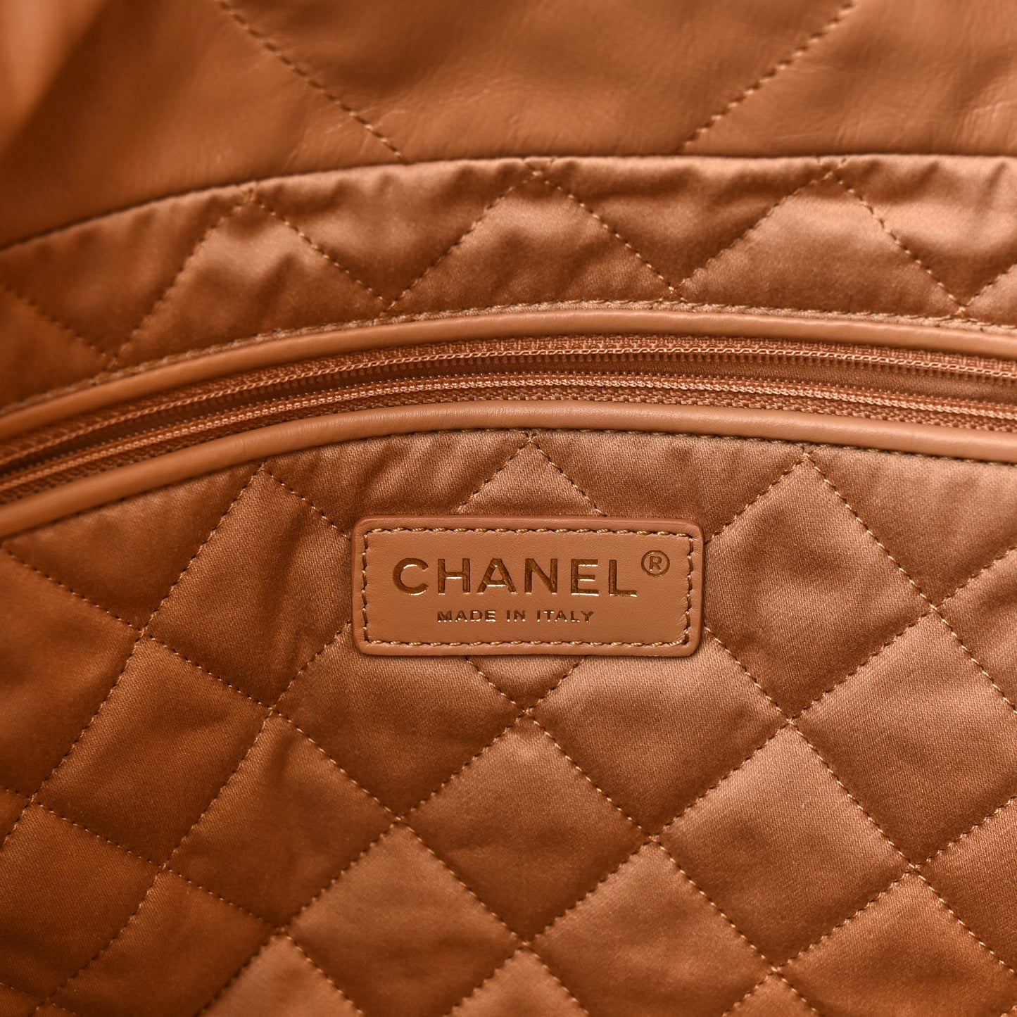 Shiny Calfskin Quilted Small Chanel 22 Beige