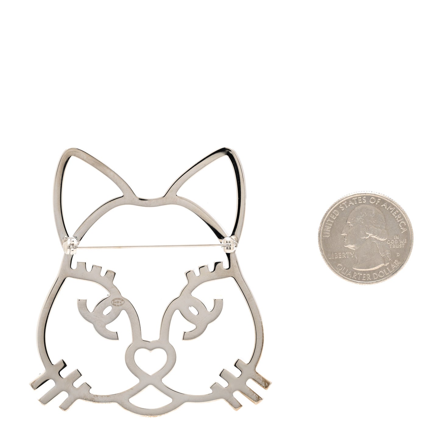 Strass Crystal Emoji Choupette Cat Brooch Silver