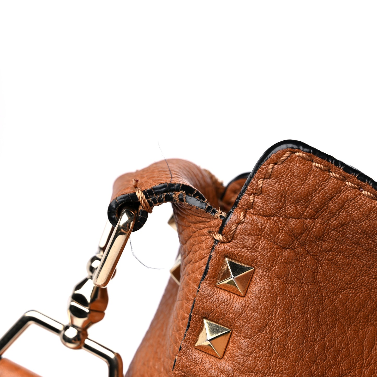 Pebbled Calfskin Small Rockstud Flip-Lock Messenger Bag Light Cuir