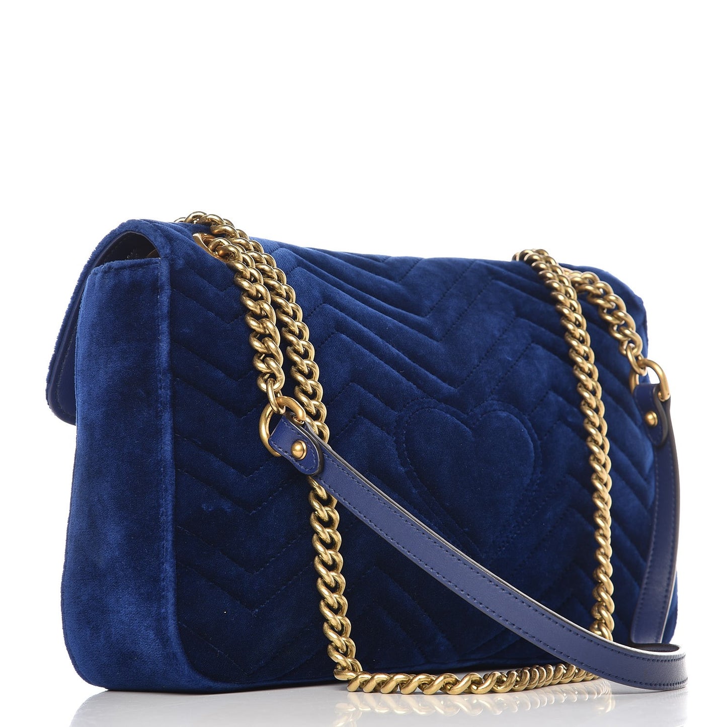Velvet Matelasse Medium GG Marmont Shoulder Bag Cobalt Blue