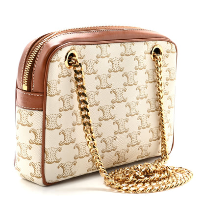 Celine Calfskin Triomphe Canvas Small Patapans White 3 of 9
