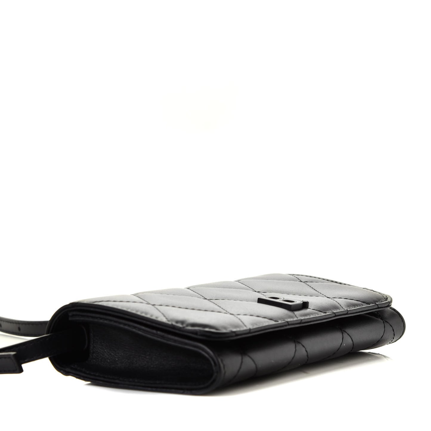 Nappa Calfskin Quilted Touch B Phone Holder With Strap Black