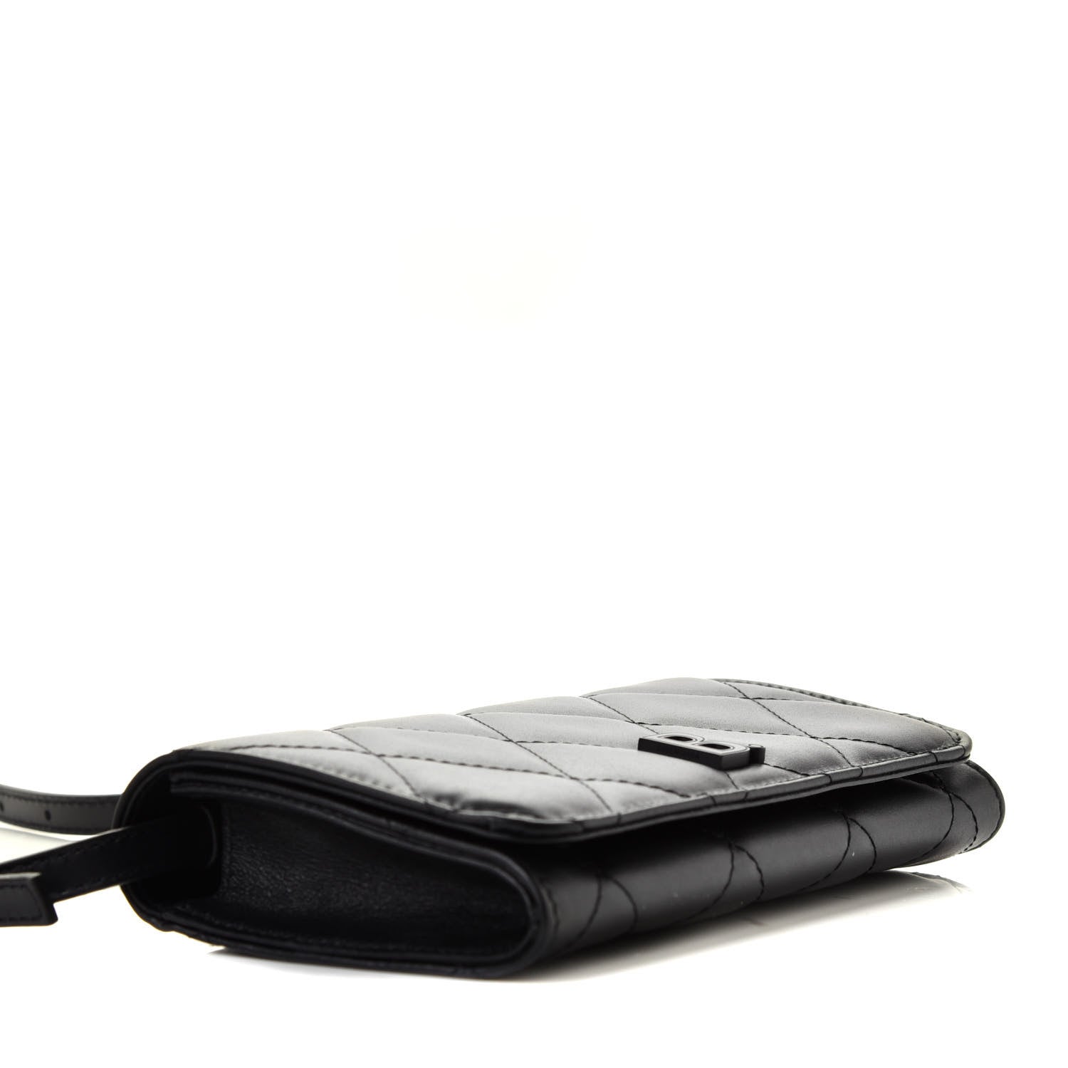 Balenciaga Nappa Calfskin Quilted Touch B Phone Holder With Strap Black 4 of 4