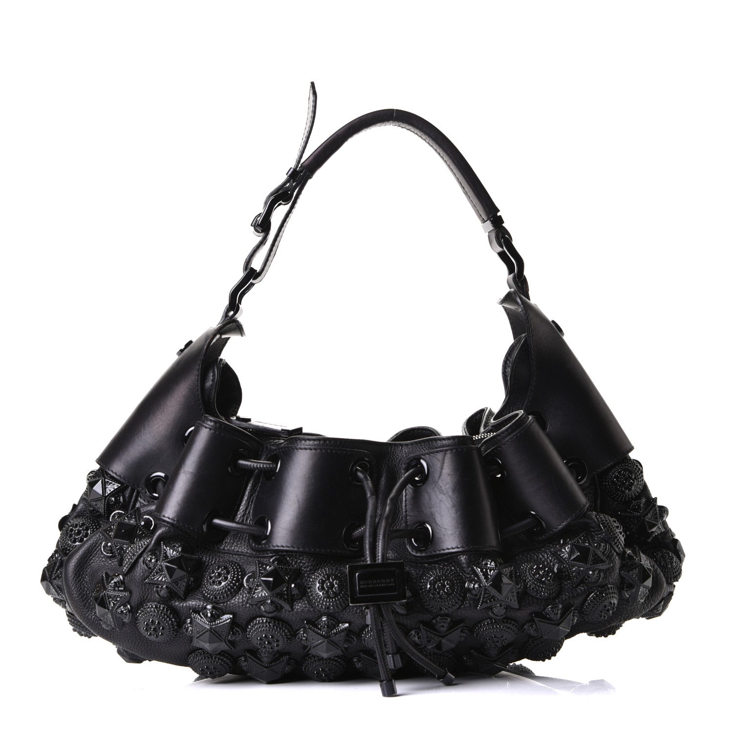 Burberry Calfskin Mason Warrior Studded Hobo Black 1 of 6