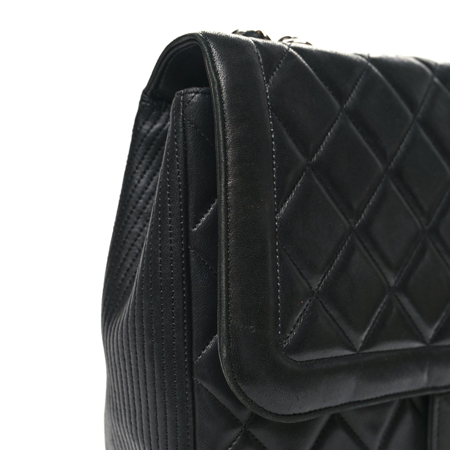 Lambskin Quilted Large Coco Rider Flap Black