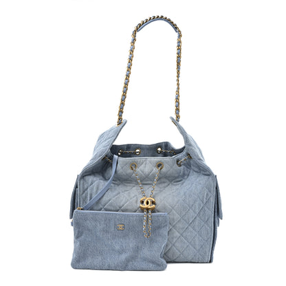 Chanel Washed Denim Quilted Medium Chanel 25 Handbag Blue 5 of 21