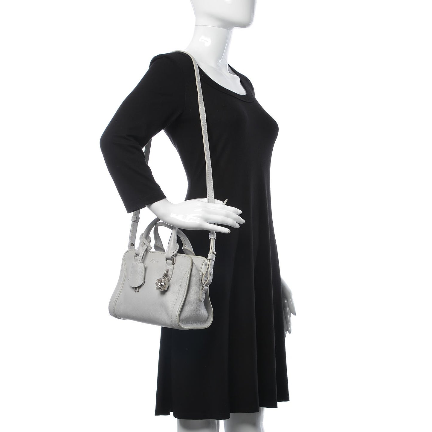 Pebbled Calfskin Mini Padlock Tote Gray