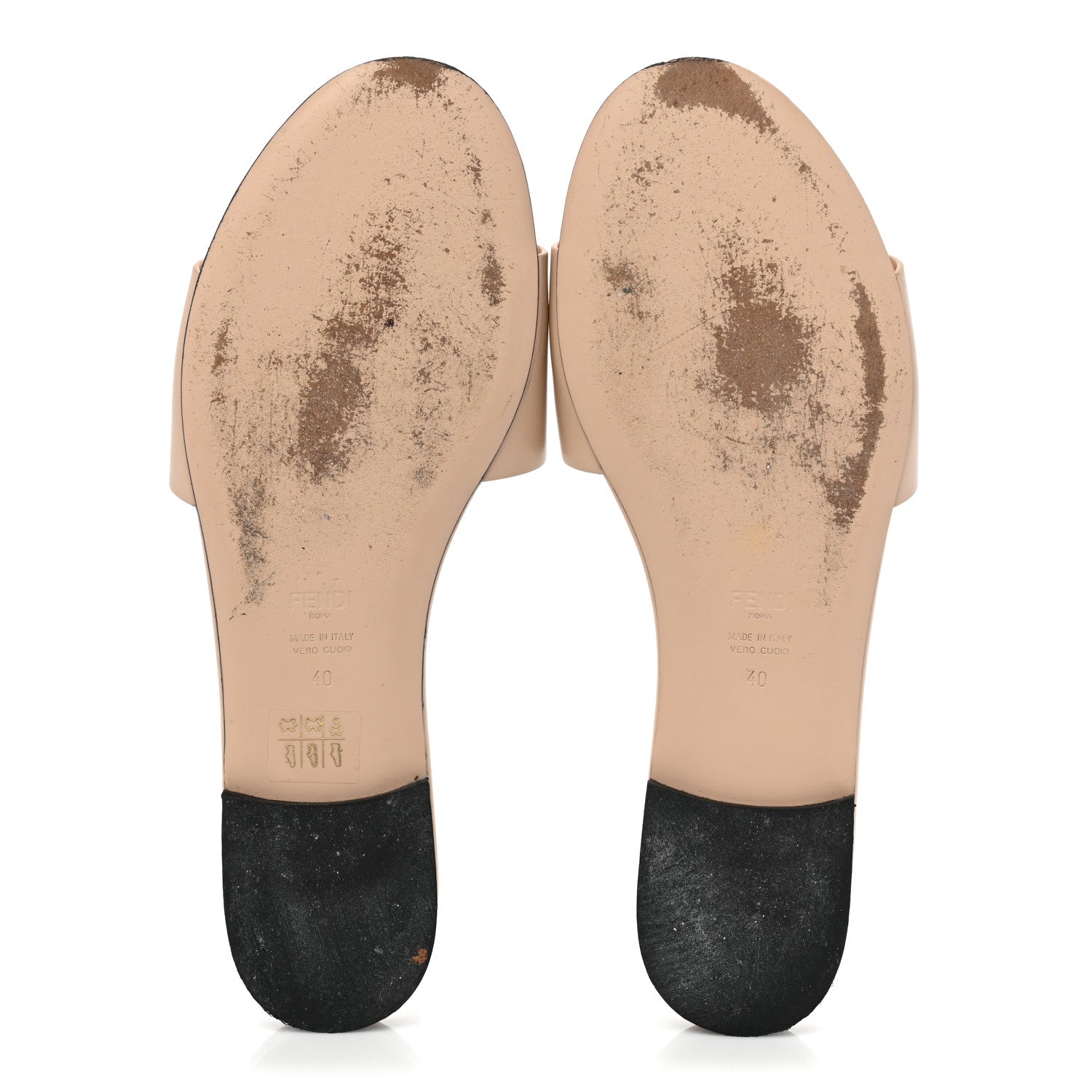 Fendi Vitello Cuoio Baguette Flat Slide Sandals 40 Poudre 5 of 13