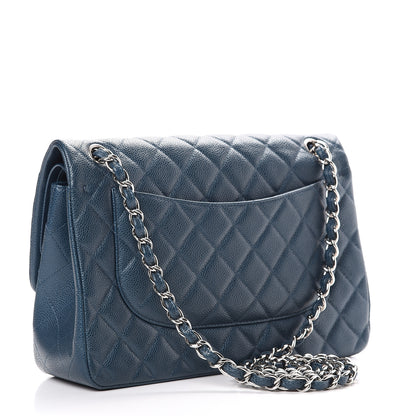 Chanel Caviar Quilted Jumbo Double Flap Dark Blue 2 of 10