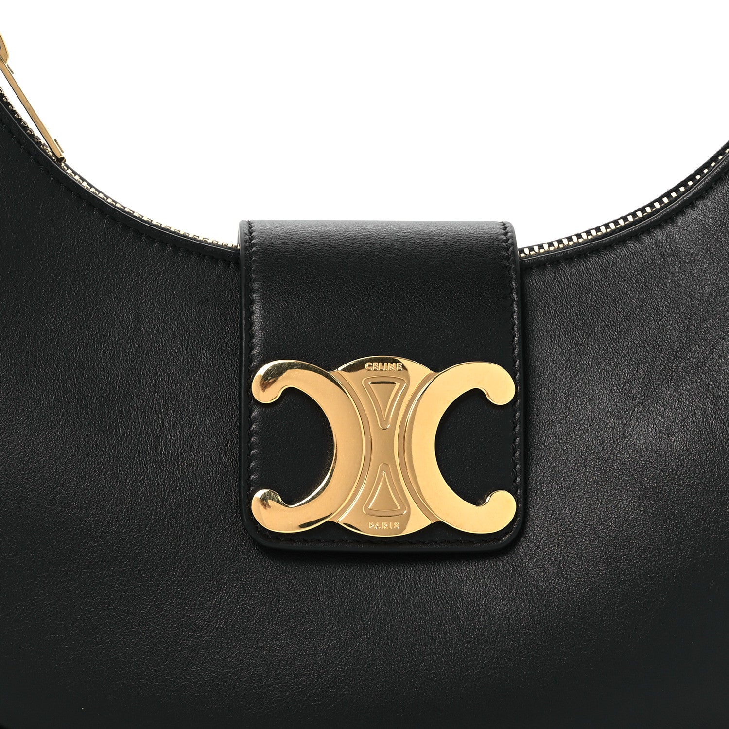 Celine Smooth Calfskin Medium Strap Ava Triomphe Shoulder Bag Black 8 of 10