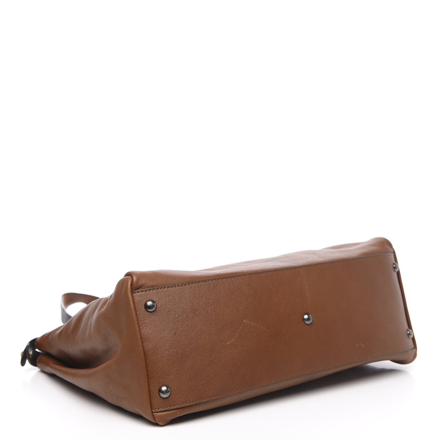 Fendi Goatskin Zucca Large Peekaboo Iconic Satchel Cuoio Tobacco Moro 4 of 12