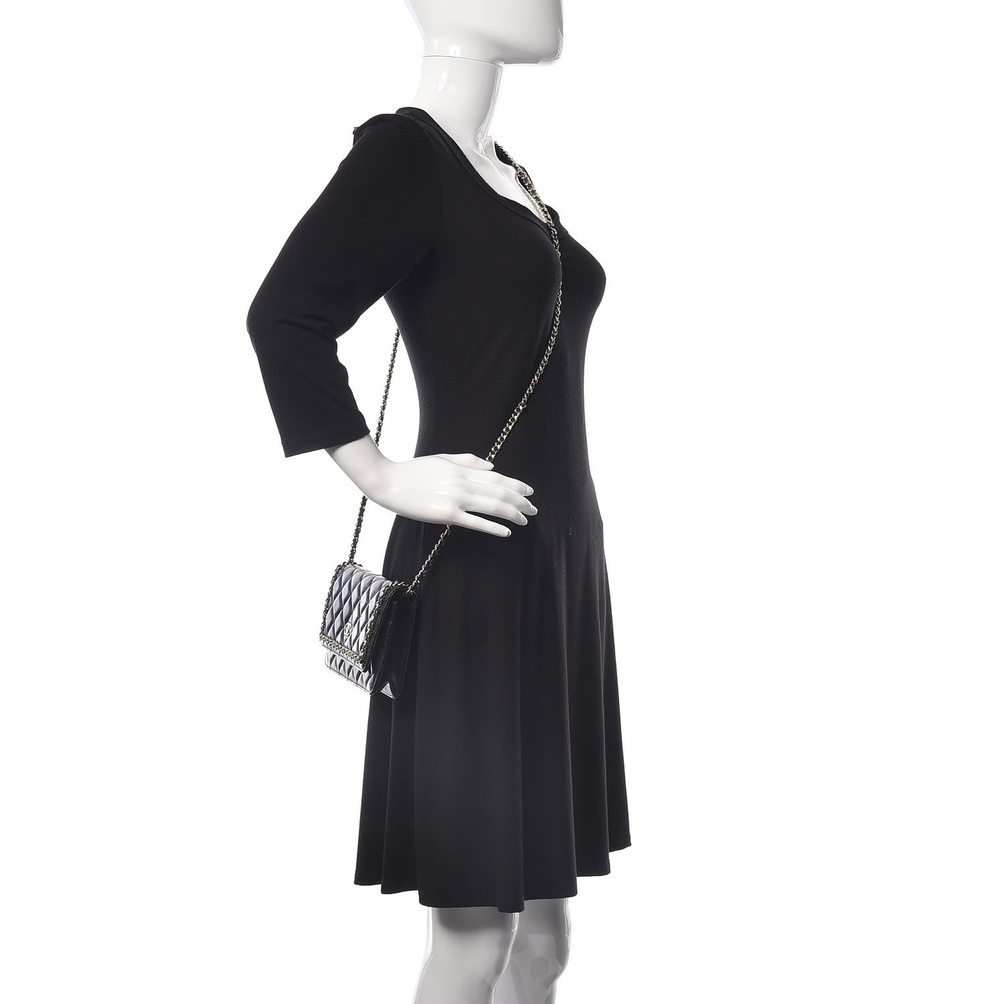 Lambskin Quilted Chain Around Wallet On Chain WOC Black