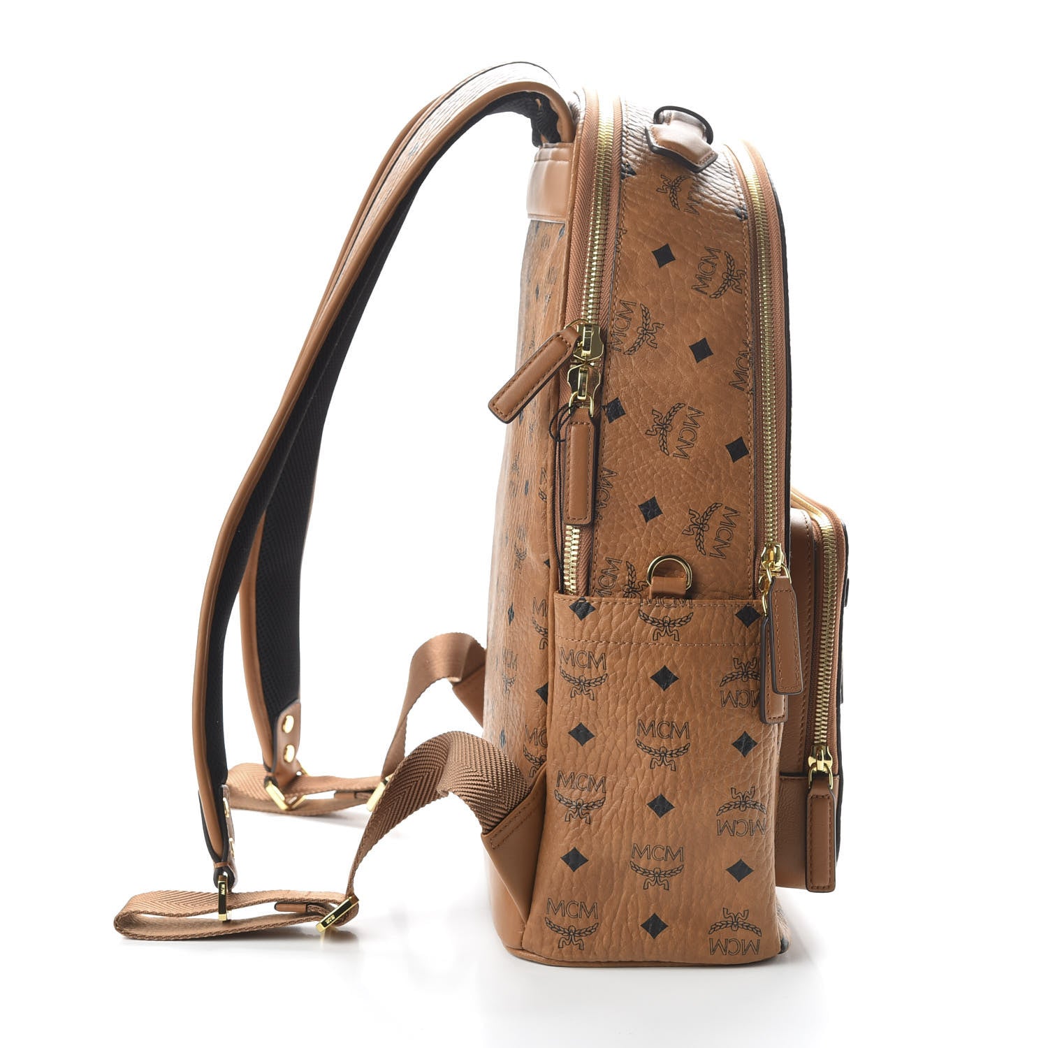 MCM Visetos Mens Medium Stark Backpack Cognac 9 of 10