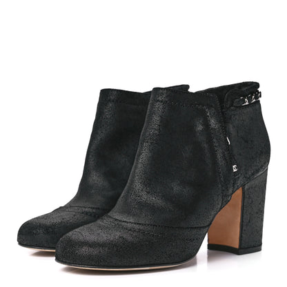 Chanel Suede CC Chain Ankle Boots 36.5 Black 3 of 9