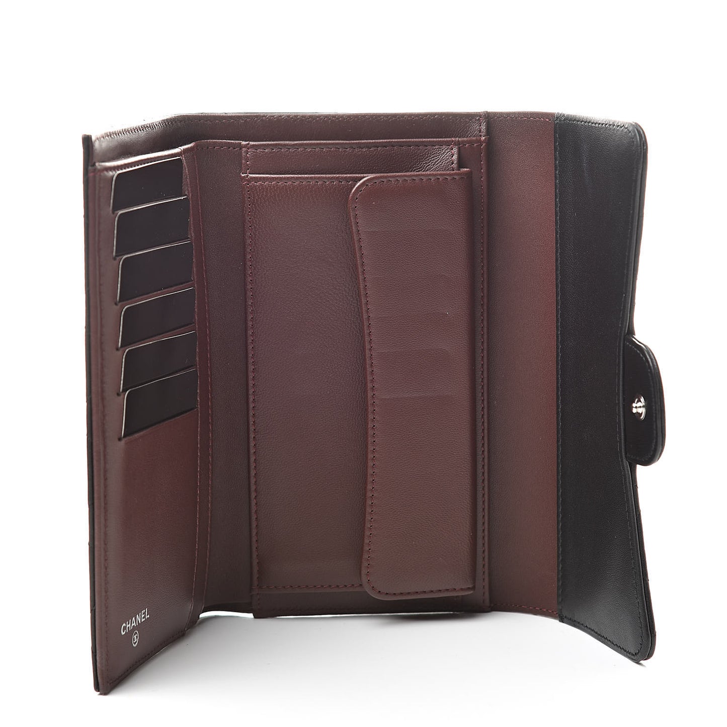 Lambskin Quilted Large Flap Wallet Black