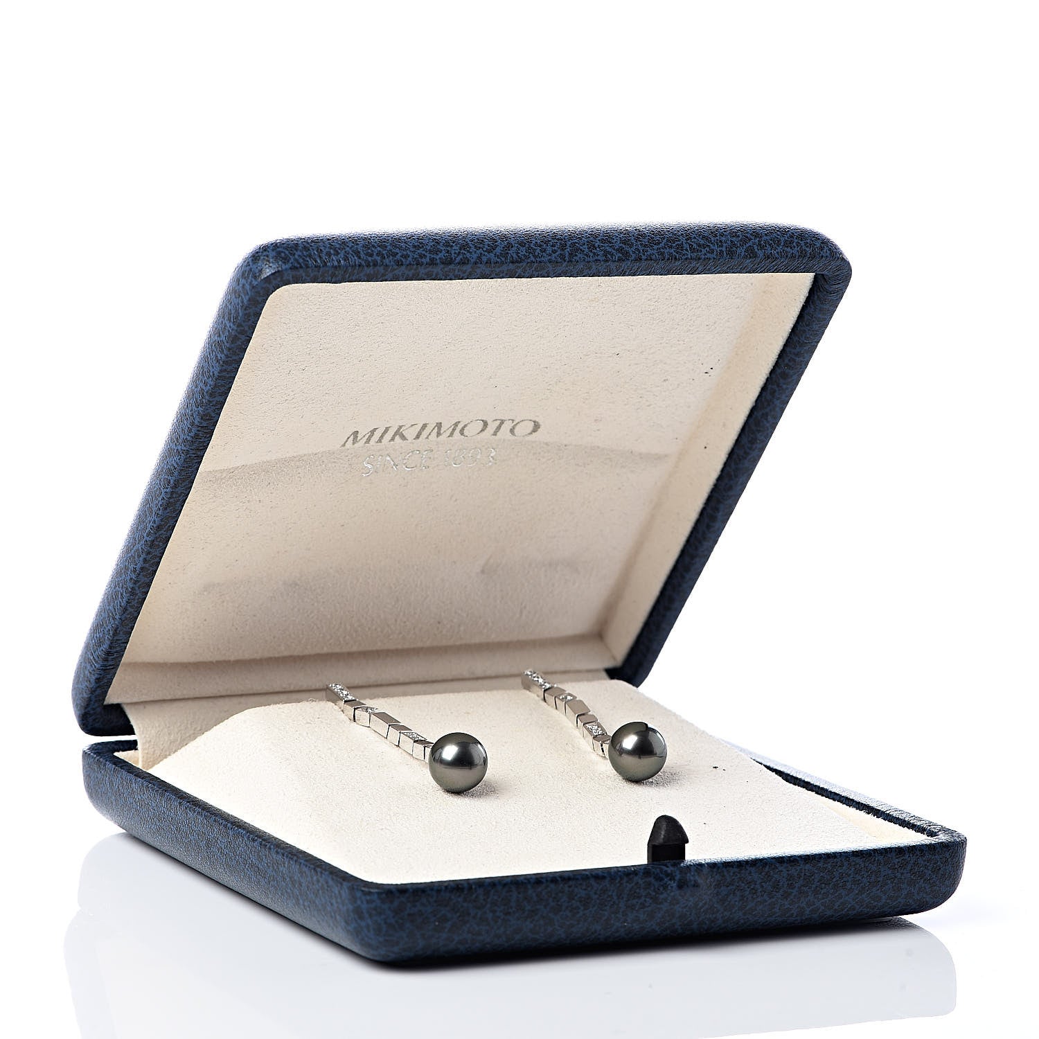 Mikimoto 18K White Gold Diamond Black South Sea Pearl 9mm Drop Screw Back Earrings 5 of 5