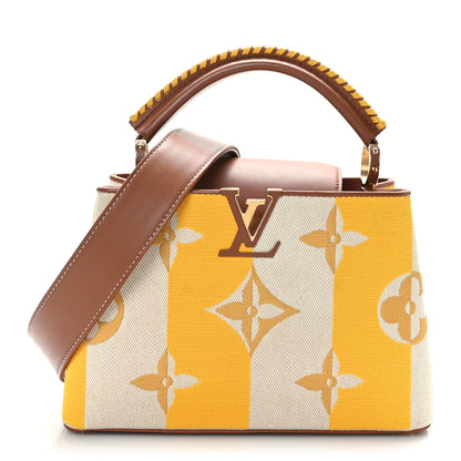 Louis Vuitton Canvas Calfskin Embroidered Braided Monogram Capucines BB Ecru Jaune 1 of 9