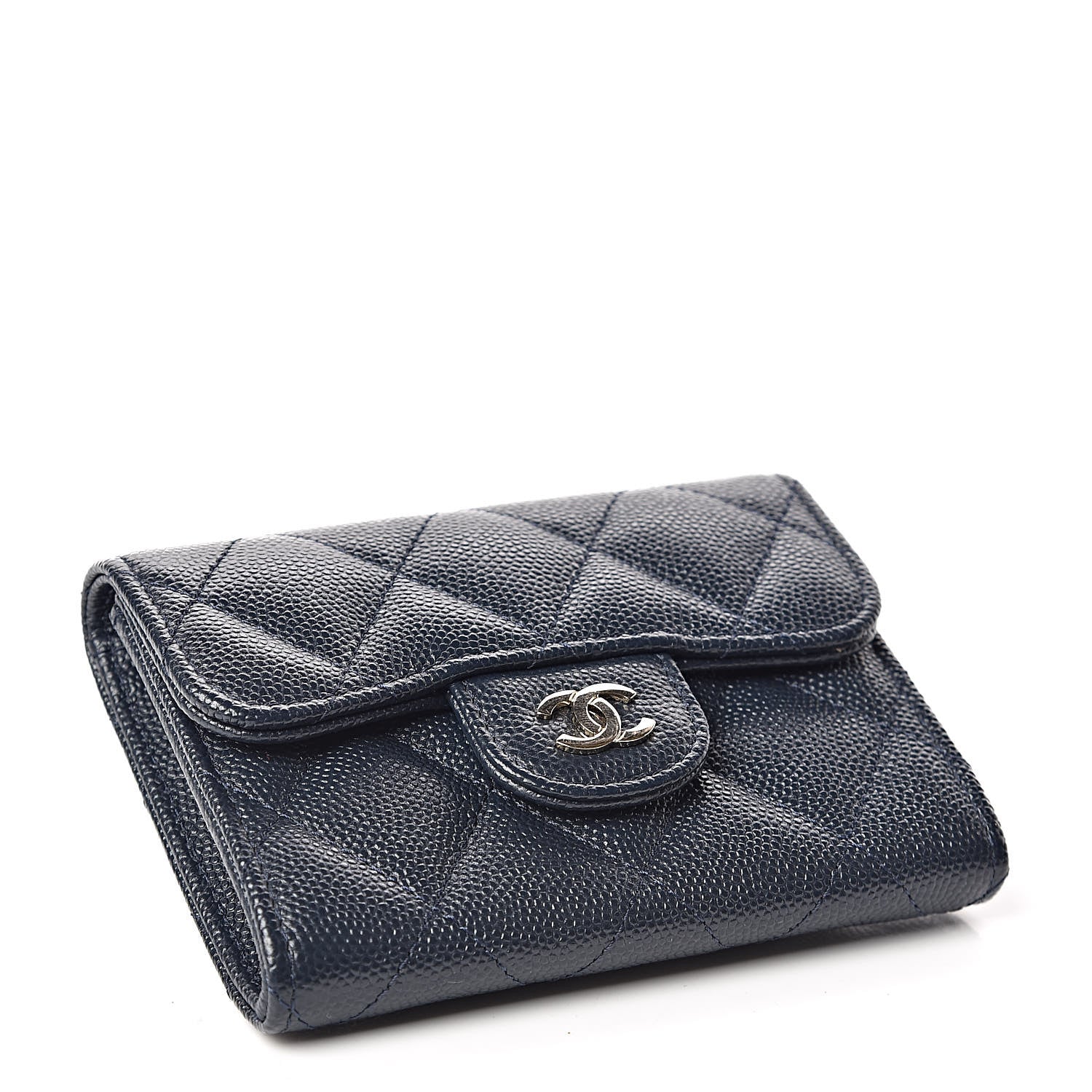 Chanel Caviar Quilted Flap Card Holder Wallet Navy 4 of 11