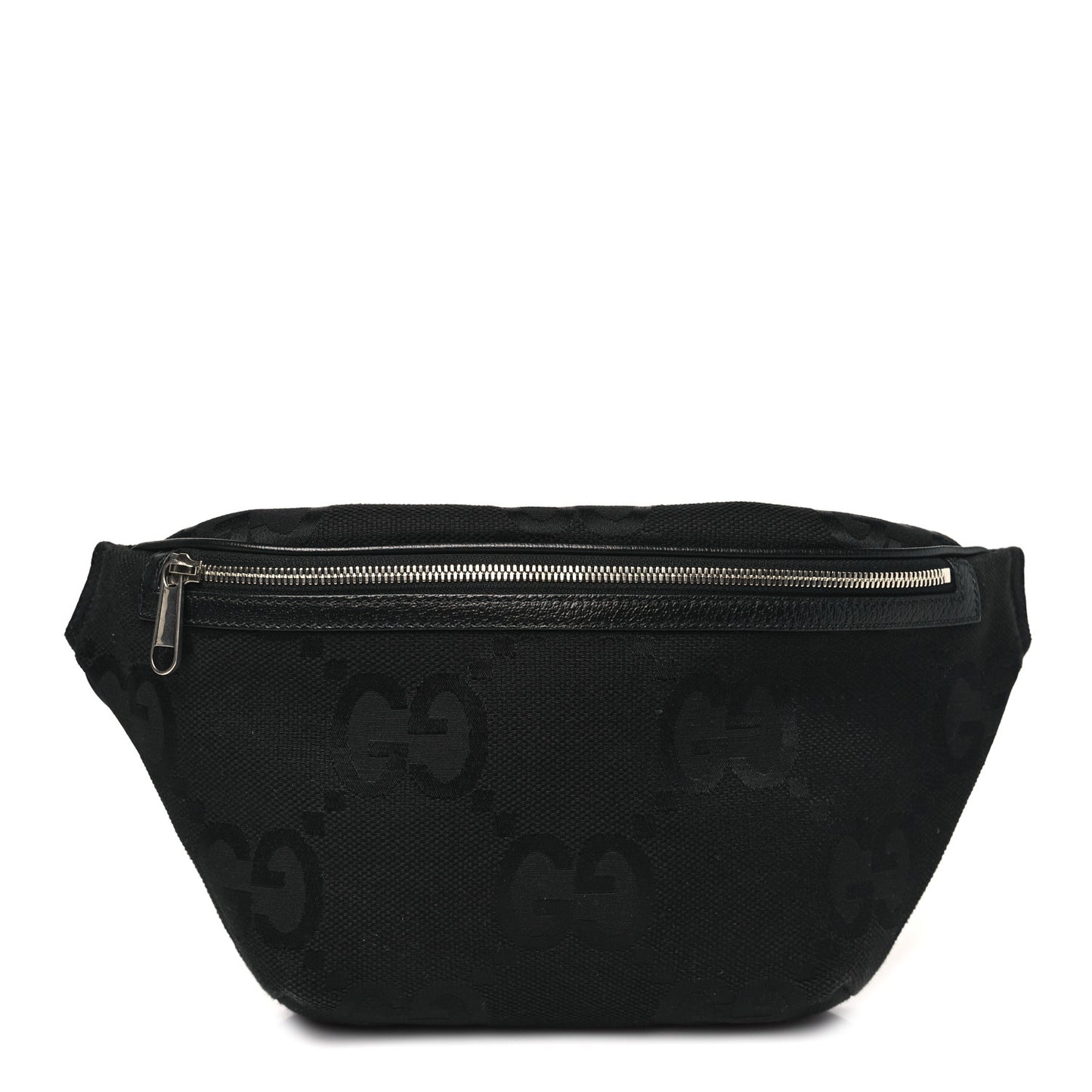 Monogram Jumbo GG Textured Dollar Calfskin Web Belt Bag Black