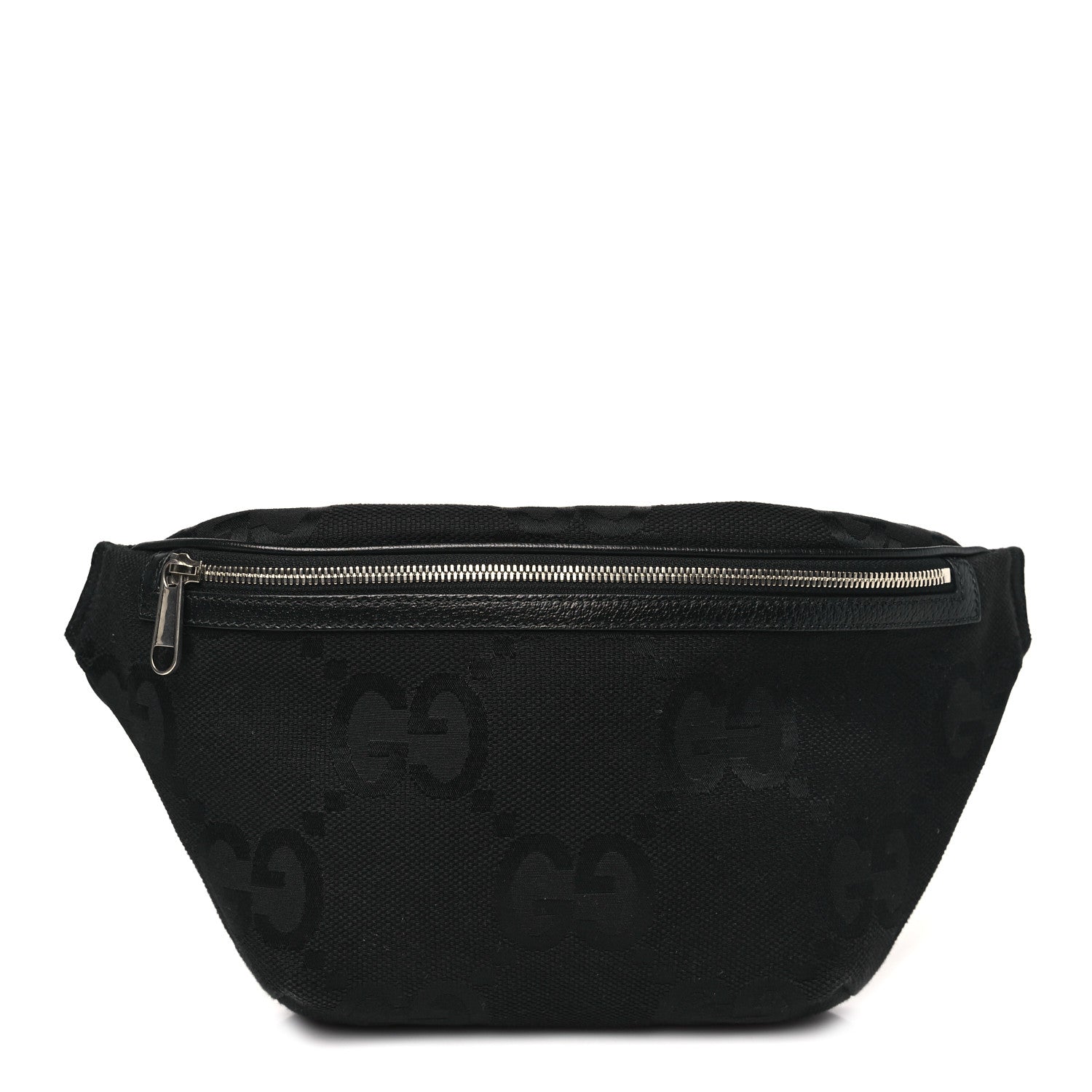Gucci Monogram Jumbo GG Textured Dollar Calfskin Web Belt Bag Black 1 of 9