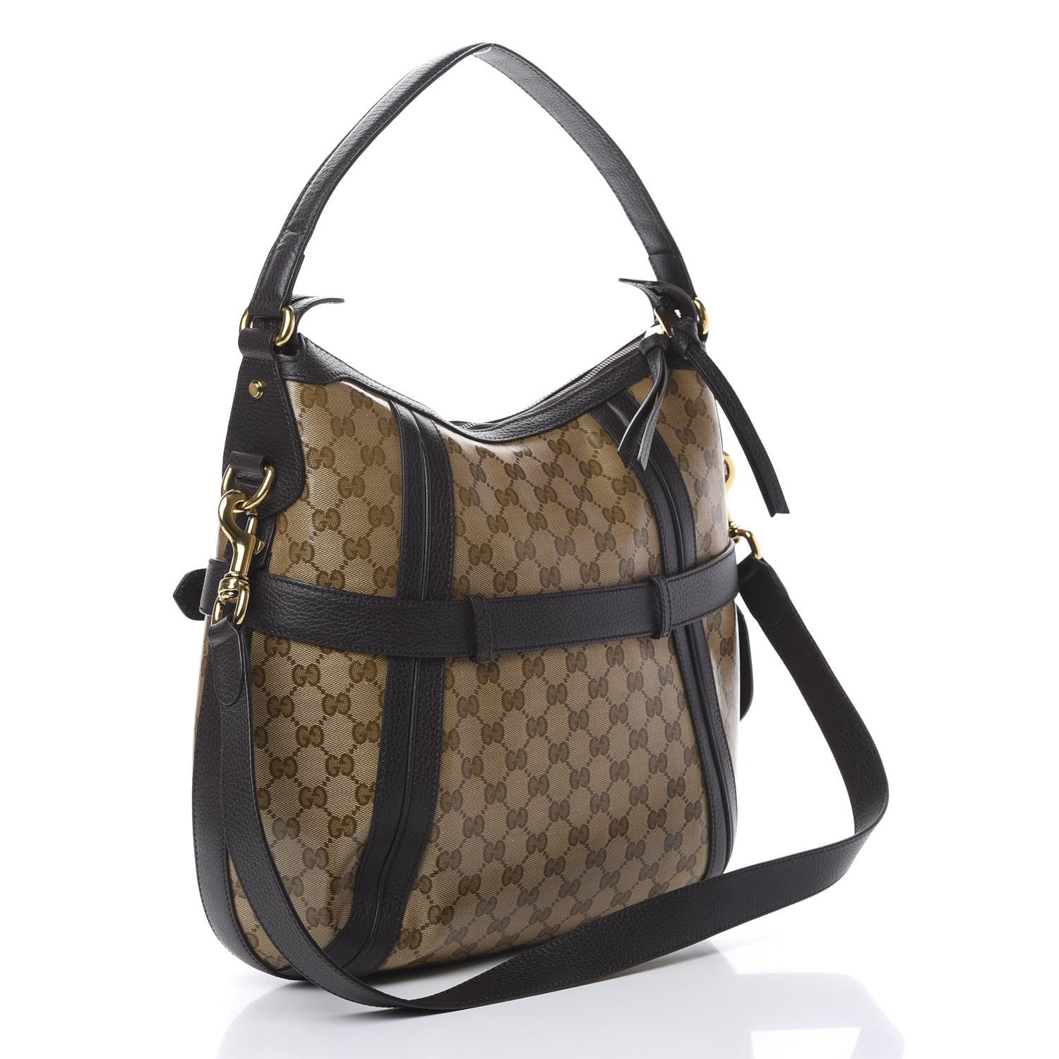 Gucci Crystal Monogram Medium GG Running Hobo Dark Brown 2 of 9