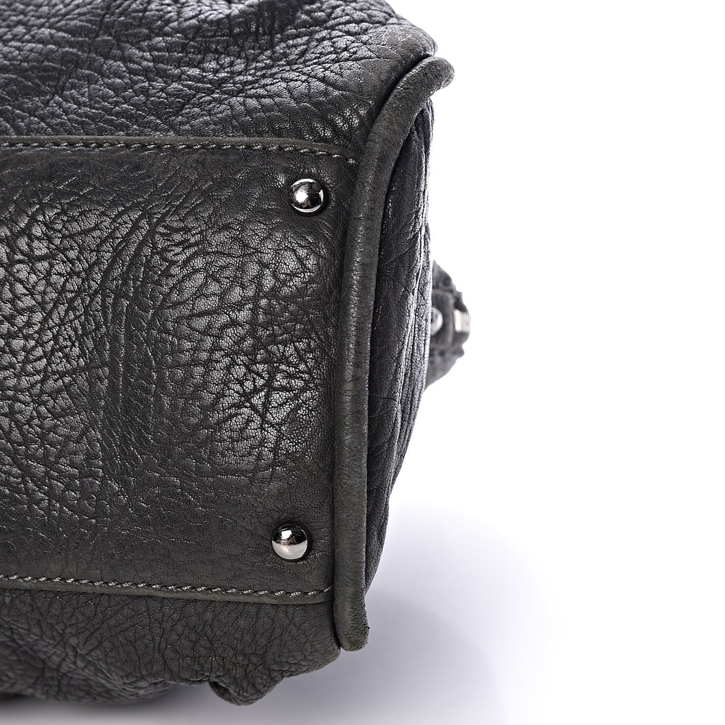 Distressed Lambskin Large Lady Braid Satchel Dark Grey