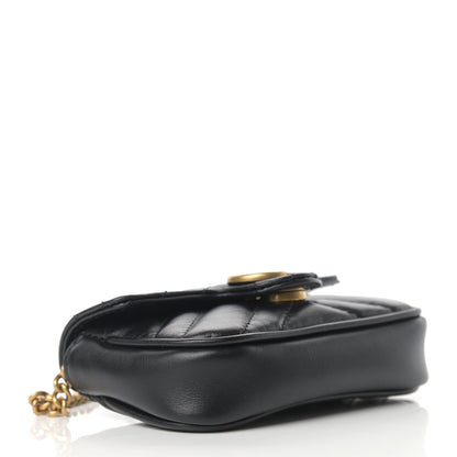 Gucci Calfskin Matelasse GG Marmont 2.0 Coin Purse On A Chain Black 4 of 13
