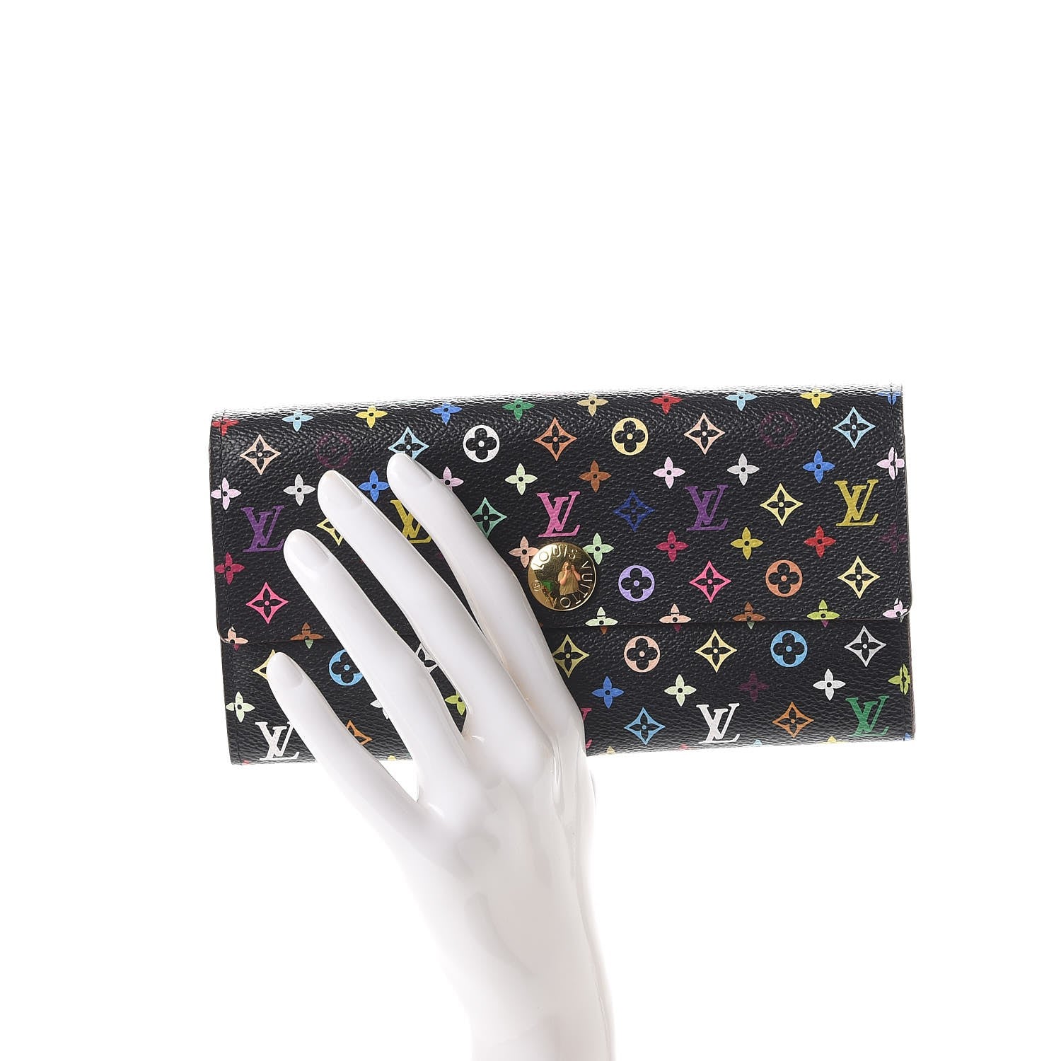 Louis Vuitton Monogram Multicolor Sarah Wallet Black Violet 2 of 8