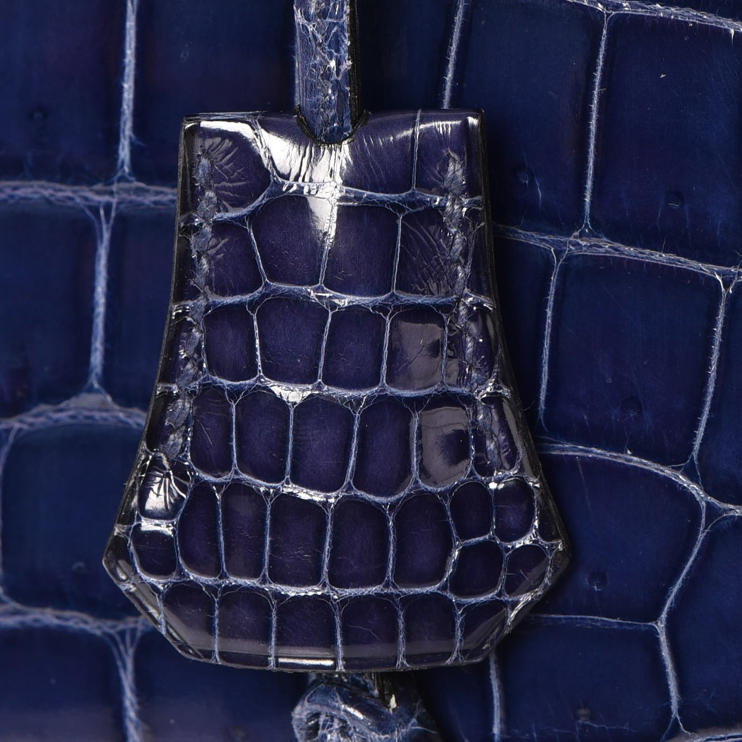 Shiny Niloticus Crocodile Kelly Sellier 32 Bleu Saphir