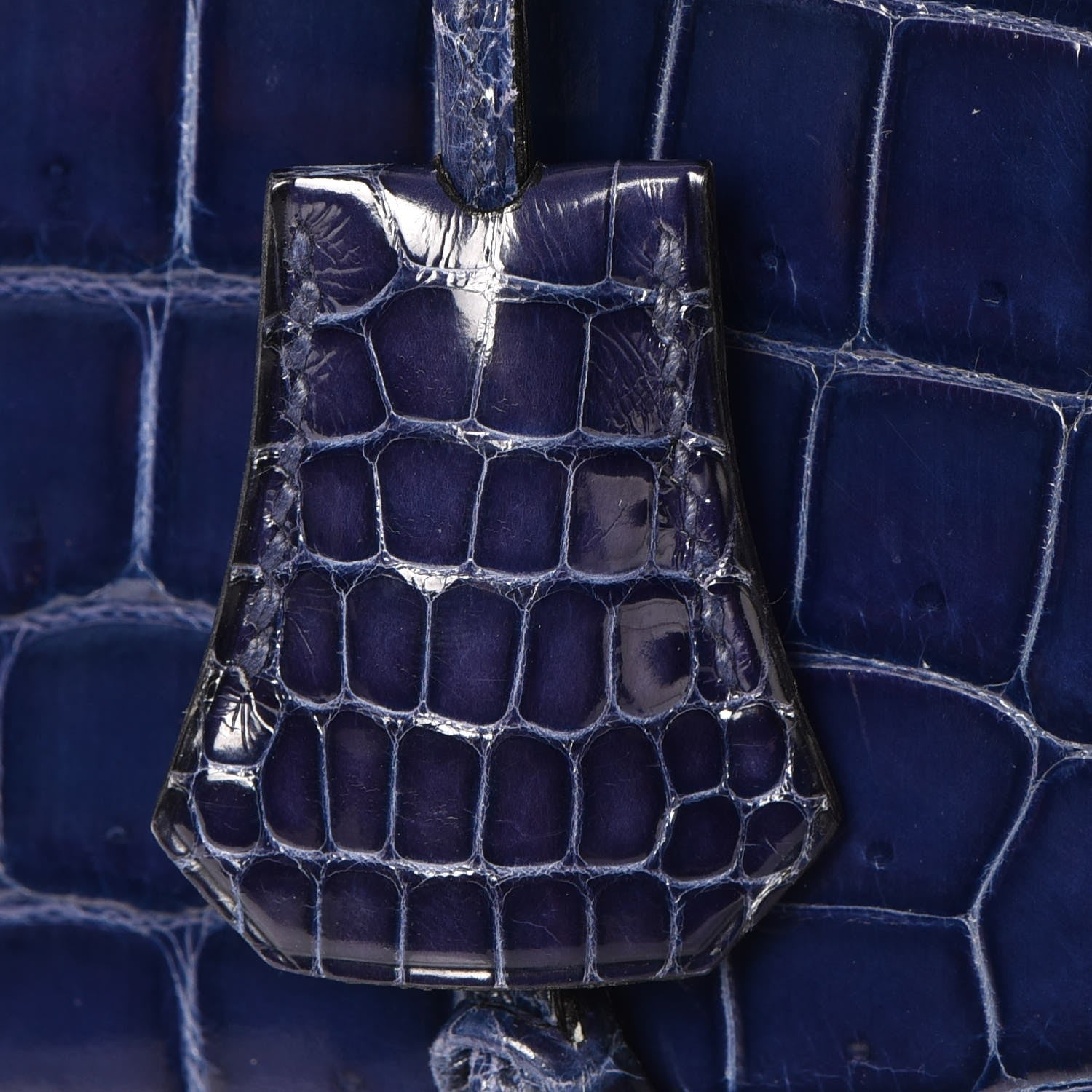 Hermes Shiny Niloticus Crocodile Kelly Sellier 32 Bleu Saphir 17 of 32