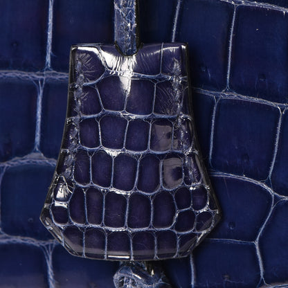 Hermes Shiny Niloticus Crocodile Kelly Sellier 32 Bleu Saphir 17 of 32