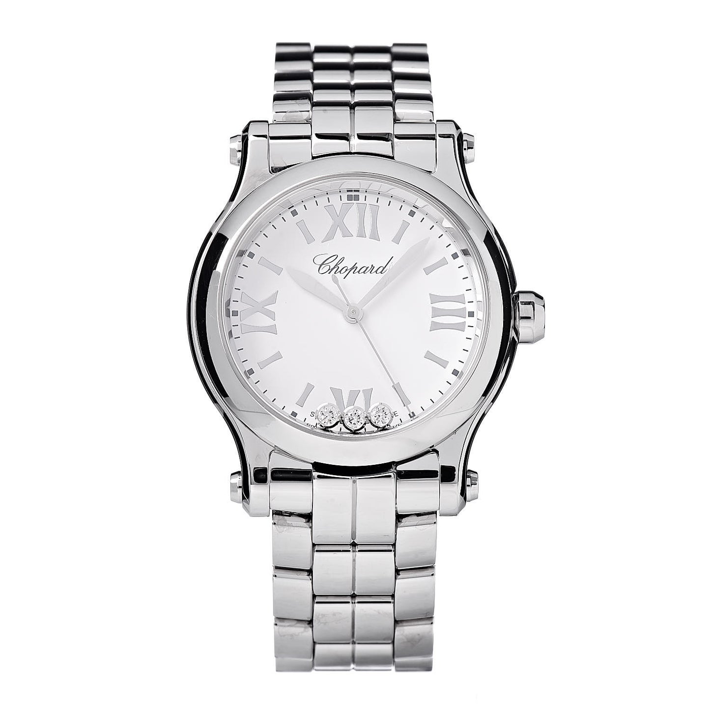 Stainless Steel 3 Diamond 30mm Happy Sport Quartz Watch