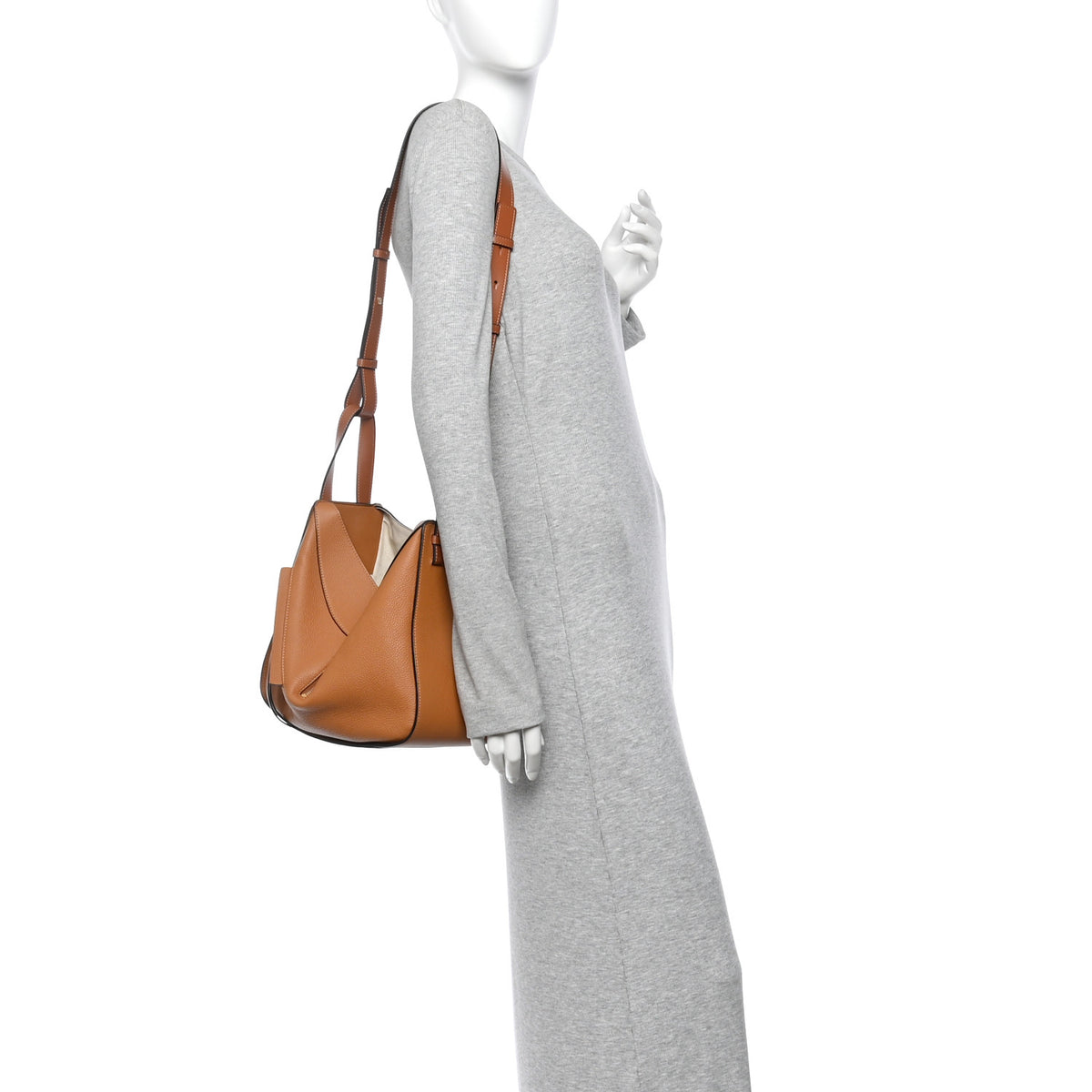 Grained Calfskin Small Hammock Shoulder Bag Tan