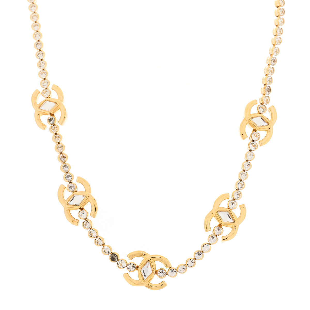 Chanel Metal Crystal CC Marquise Choker Gold 1 of 7