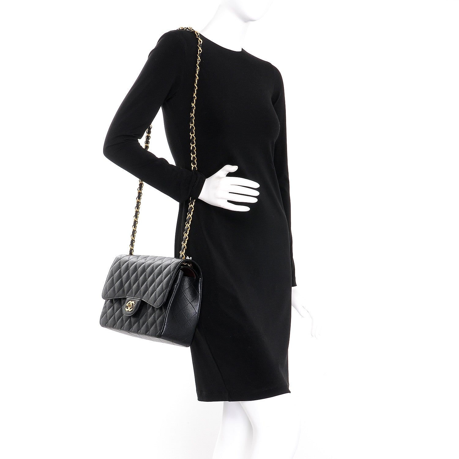 Chanel Caviar Quilted Jumbo Double Flap Black 2 of 9