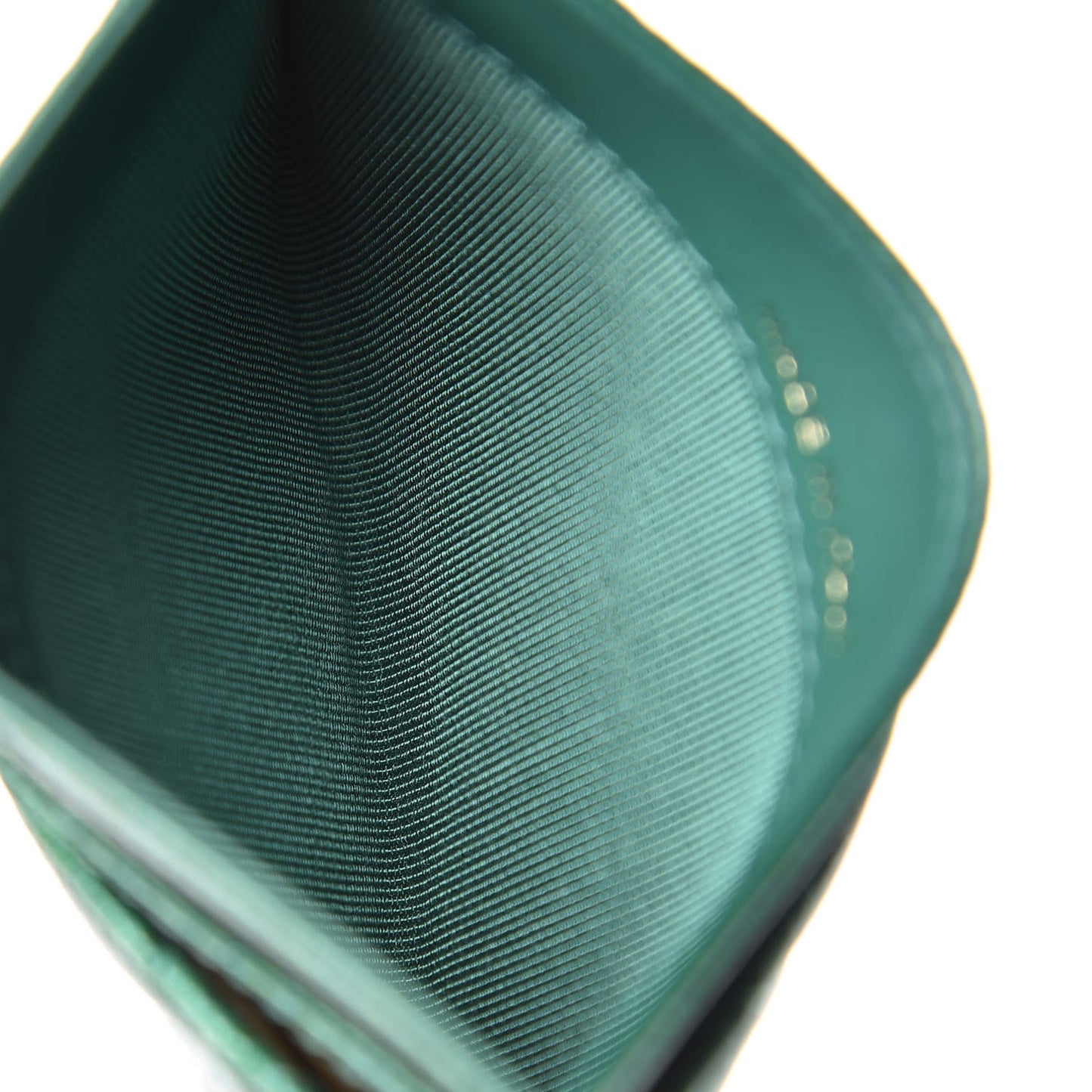 Metallic Caviar Quilted Card Holder Green