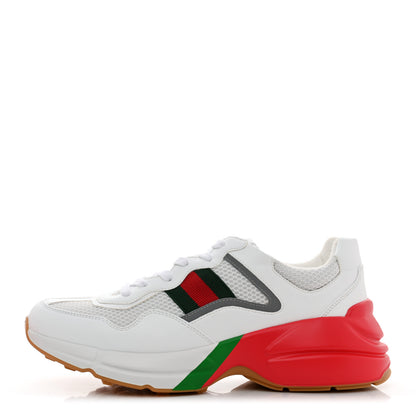 Gucci Lavaredo Eco Fabric Mesh Web Mens Rhyton Reflective Sneakers 8.5 Great 8.5 White Green Red Silver 1 of 10