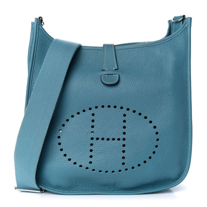 Hermes Taurillon Clemence Evelyne III GM Blue Jean 1 of 11