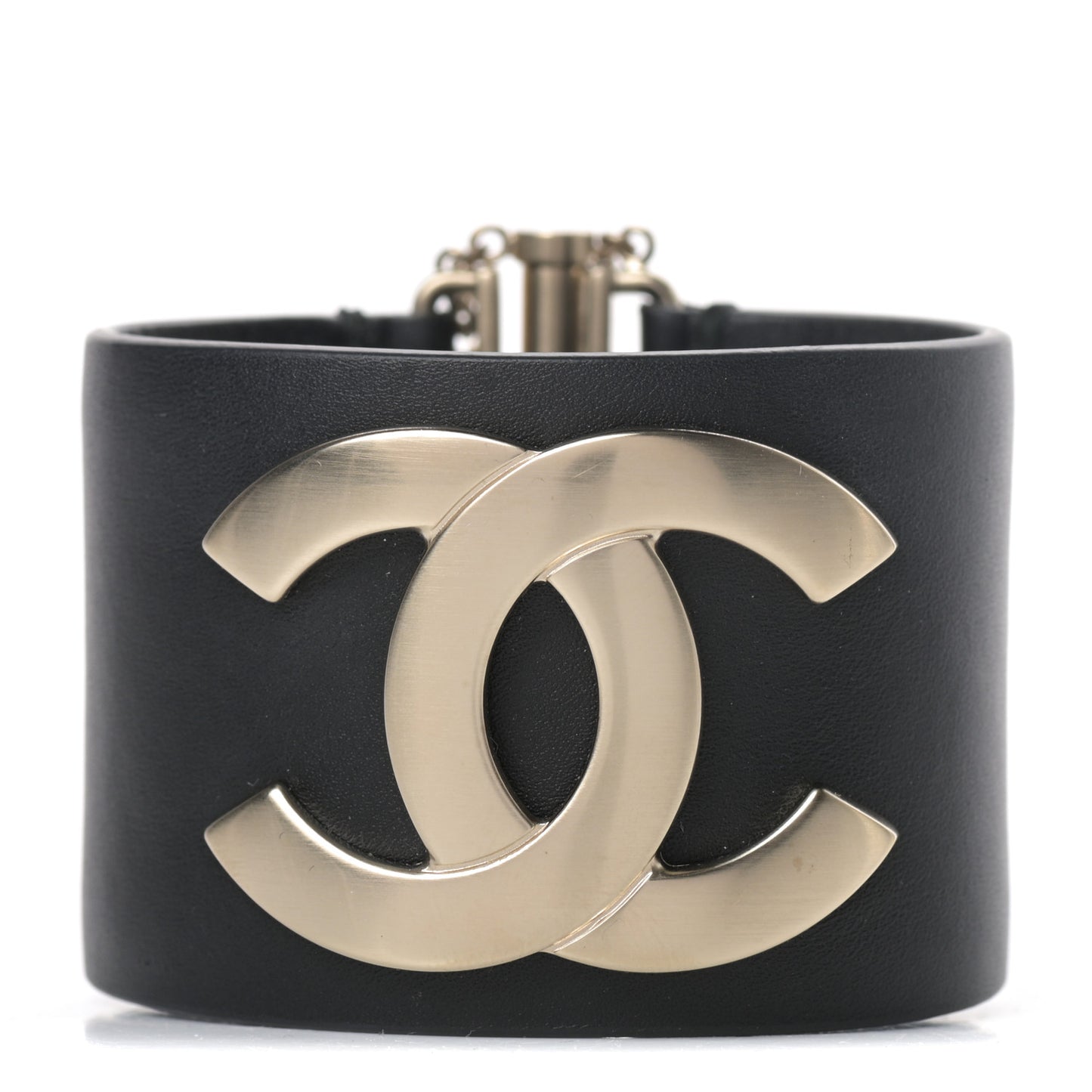 Calfskin CC Wide Cuff S Black Gold
