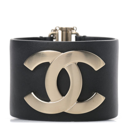 Chanel Calfskin CC Wide Cuff S Black Gold 1 of 6
