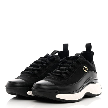 Chanel Velvet Calfskin Mixed Fibers CC Sneakers 36 Black 3 of 11